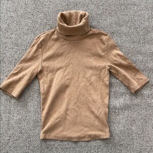 Zara Camel Ribbed Knit Top
